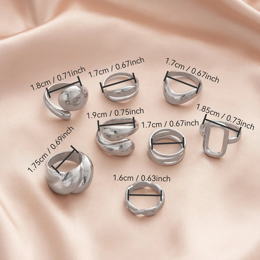 Conjunto de anéis 8 pcs em Zinco