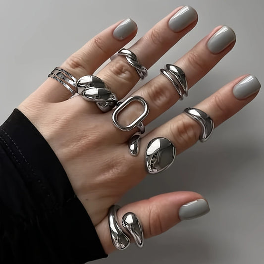 Conjunto de anéis 8 pcs em Zinco
